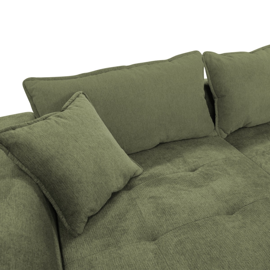 Suite lounge angolare a L imbottita e pieghevole LAGOA sinistra verde