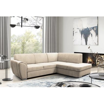 Suite lounge angolare a L imbottita e pieghevole SERPA destra beige