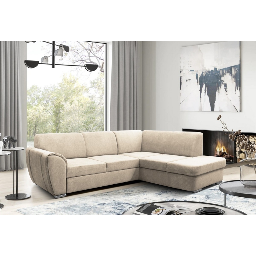 Suite lounge angolare a L imbottita e pieghevole SERPA destra beige