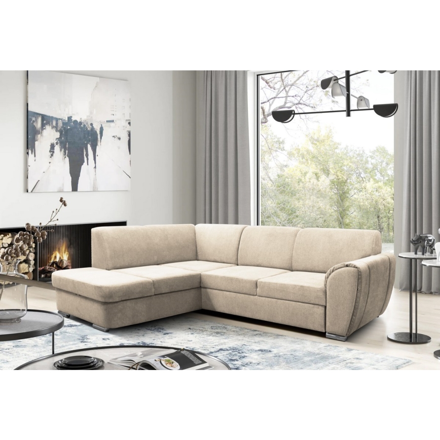 Suite lounge angolare a L imbottita e pieghevole SERPA sinistra beige
