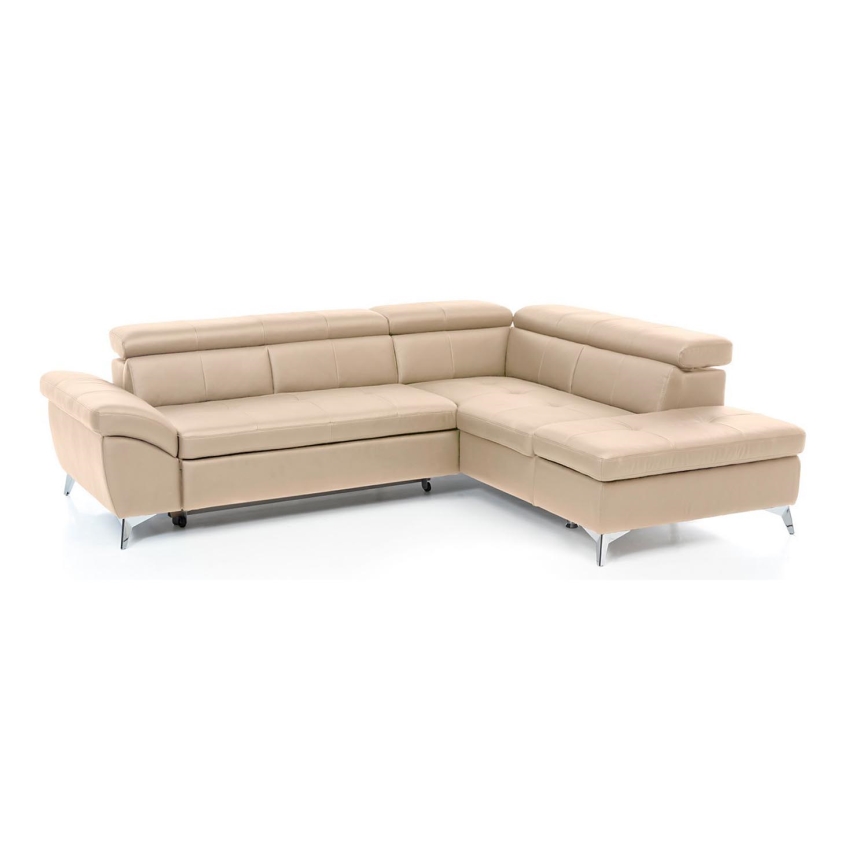 Suite lounge angolare a L in pelle pieghevole SALERNO II destra beige