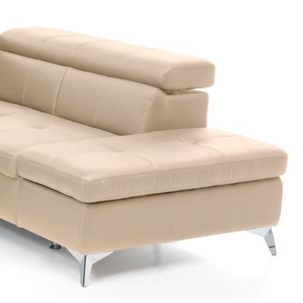 Suite lounge angolare a L in pelle pieghevole SALERNO II destra beige