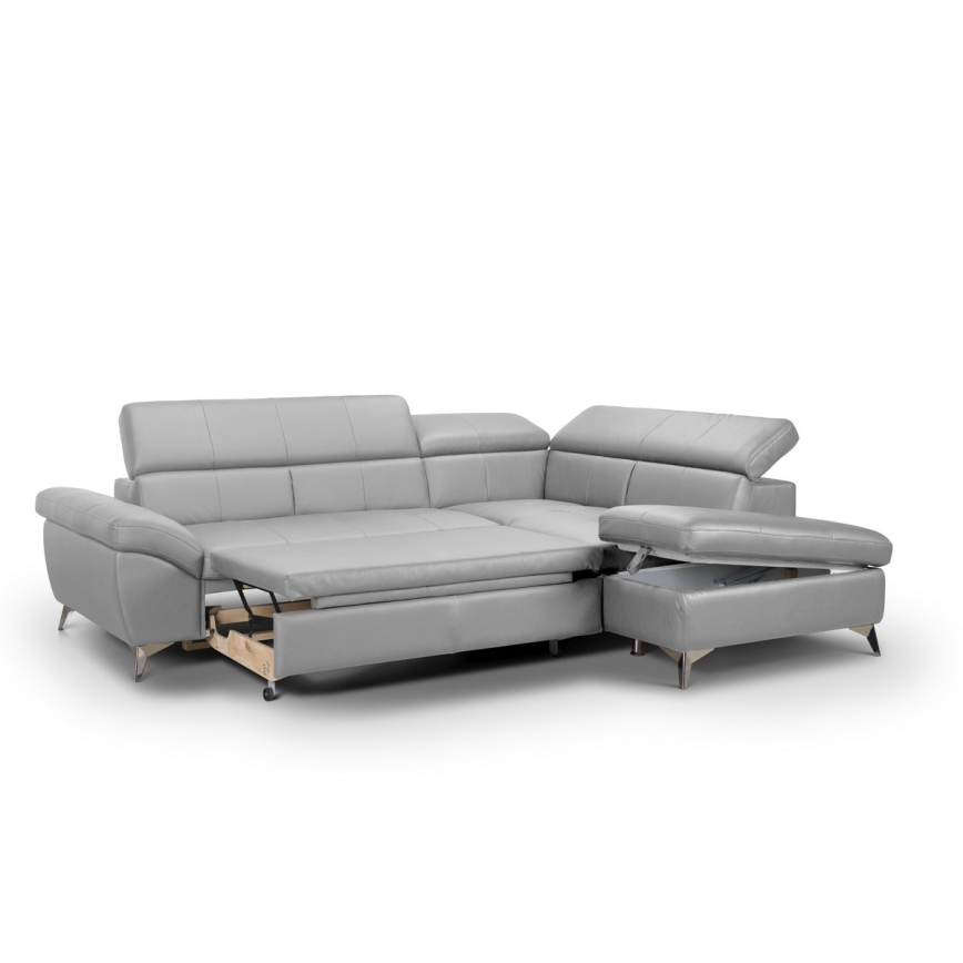 Suite lounge angolare a L in pelle pieghevole SALERNO II destra grigio