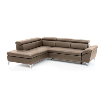 Suite lounge angolare a L in pelle pieghevole SALERNO II sinistra marrone
