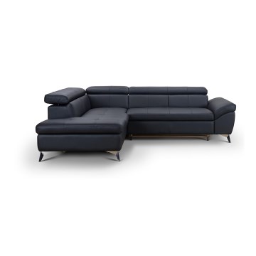 Suite lounge angolare a L in pelle pieghevole SALERNO II sinistra nero