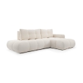 Suite lounge angolare imbottita e pieghevole a forma di L con contenitore ALMADA destra beige