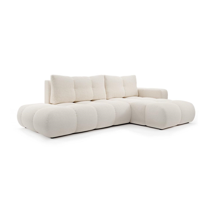 Suite lounge angolare imbottita e pieghevole a forma di L con contenitore ALMADA destra beige