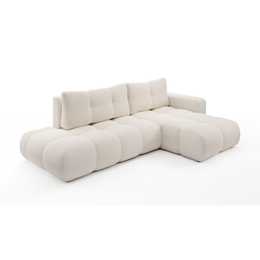 Suite lounge angolare imbottita e pieghevole a forma di L con contenitore ALMADA destra beige