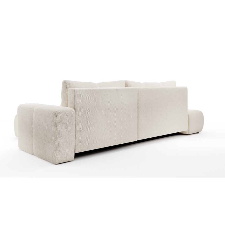 Suite lounge angolare imbottita e pieghevole a forma di L con contenitore ALMADA destra beige