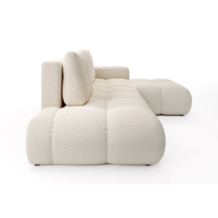Suite lounge angolare imbottita e pieghevole a forma di L con contenitore ALMADA destra beige