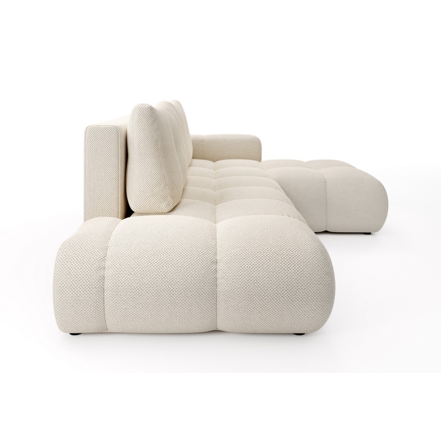 Suite lounge angolare imbottita e pieghevole a forma di L con contenitore ALMADA destra beige