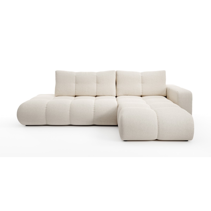 Suite lounge angolare imbottita e pieghevole a forma di L con contenitore ALMADA destra beige