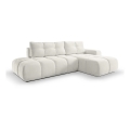 Suite lounge angolare imbottita e pieghevole a forma di L con contenitore ALMADA destra beige