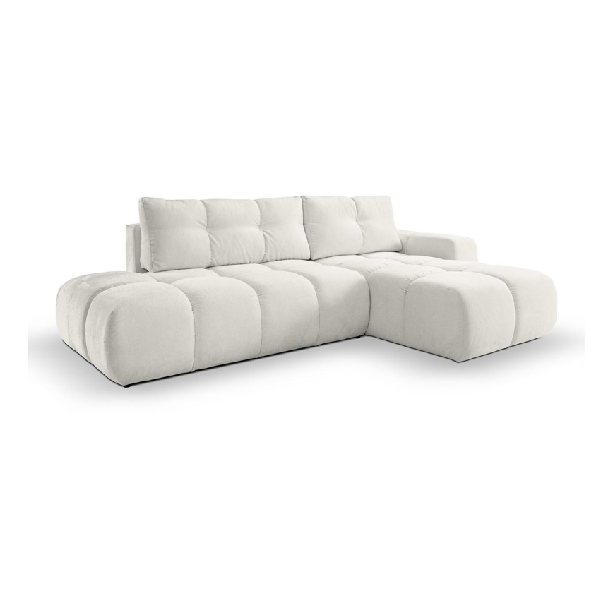 Suite lounge angolare imbottita e pieghevole a forma di L con contenitore ALMADA destra beige