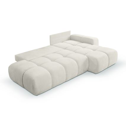 Suite lounge angolare imbottita e pieghevole a forma di L con contenitore ALMADA destra beige
