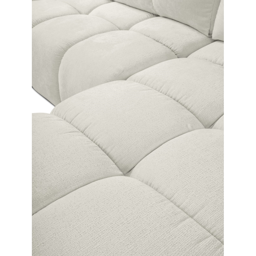 Suite lounge angolare imbottita e pieghevole a forma di L con contenitore ALMADA destra beige