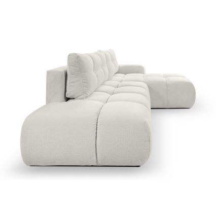 Suite lounge angolare imbottita e pieghevole a forma di L con contenitore ALMADA destra beige
