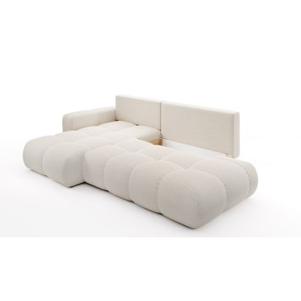 Suite lounge angolare imbottita e pieghevole a forma di L con contenitore ALMADA sinistra beige