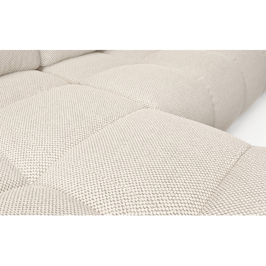 Suite lounge angolare imbottita e pieghevole a forma di L con contenitore ALMADA sinistra beige