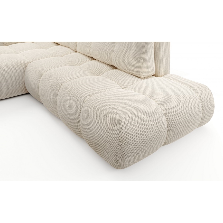 Suite lounge angolare imbottita e pieghevole a forma di L con contenitore ALMADA sinistra beige