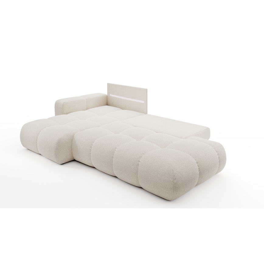 Suite lounge angolare imbottita e pieghevole a forma di L con contenitore ALMADA sinistra beige