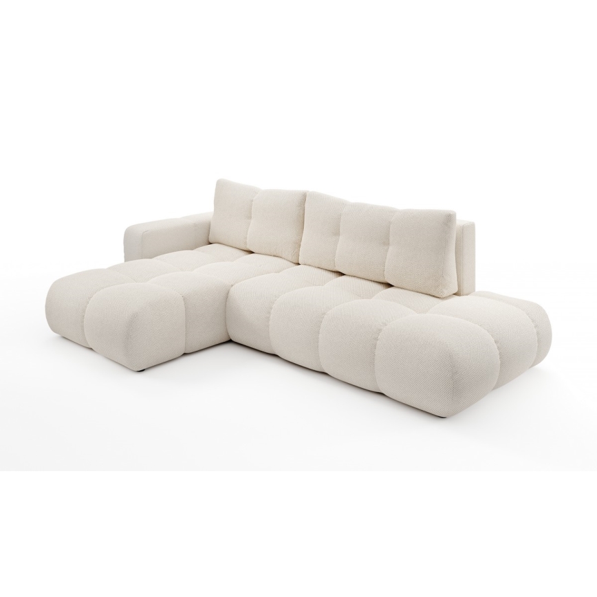Suite lounge angolare imbottita e pieghevole a forma di L con contenitore ALMADA sinistra beige