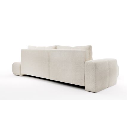 Suite lounge angolare imbottita e pieghevole a forma di L con contenitore ALMADA sinistra beige