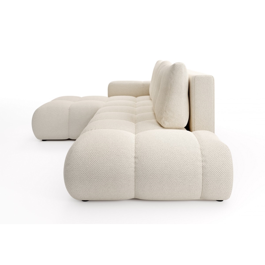 Suite lounge angolare imbottita e pieghevole a forma di L con contenitore ALMADA sinistra beige