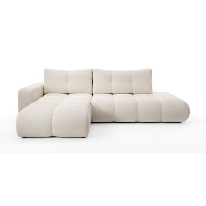 Suite lounge angolare imbottita e pieghevole a forma di L con contenitore ALMADA sinistra beige