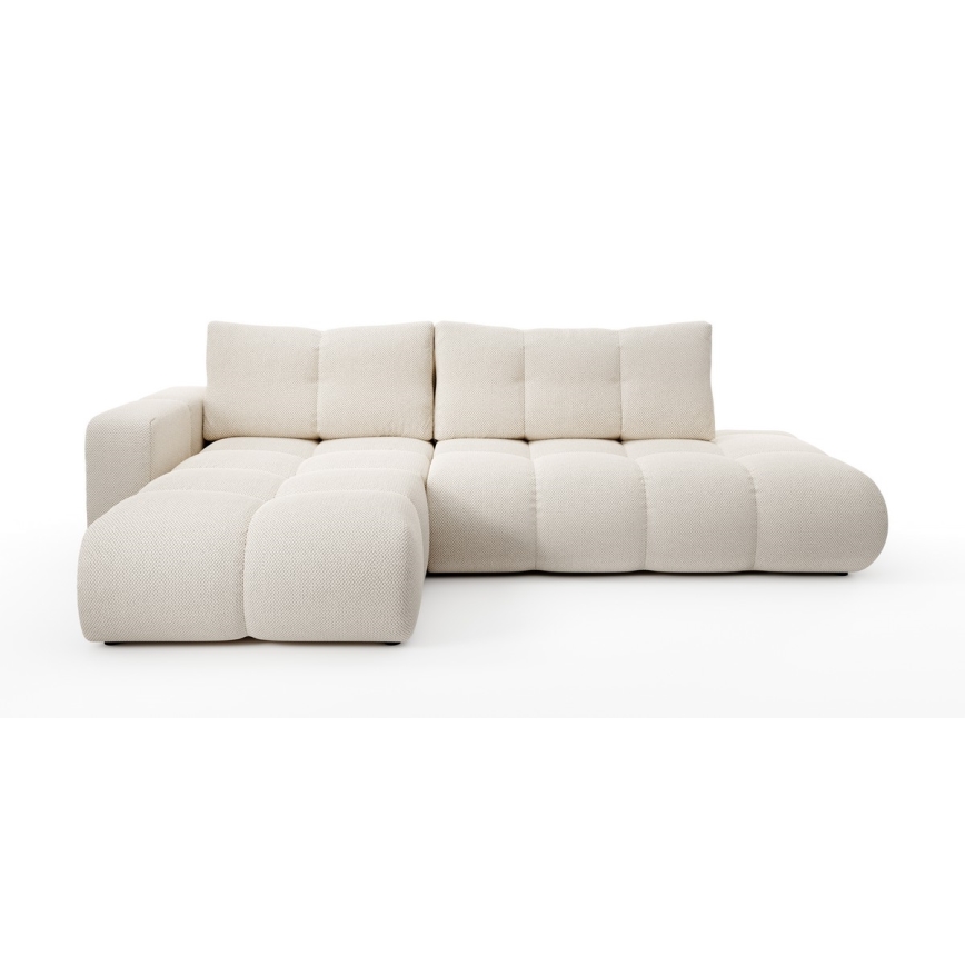Suite lounge angolare imbottita e pieghevole a forma di L con contenitore ALMADA sinistra beige