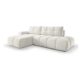 Suite lounge angolare imbottita e pieghevole a forma di L con contenitore ALMADA sinistra beige