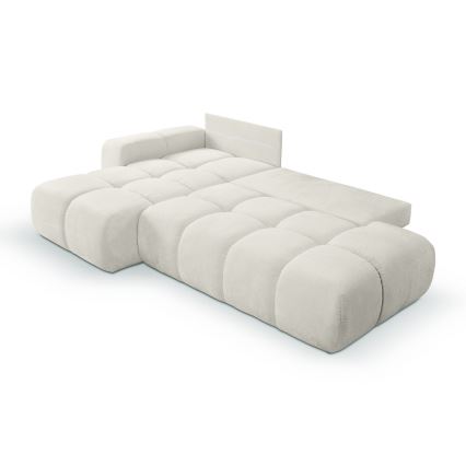 Suite lounge angolare imbottita e pieghevole a forma di L con contenitore ALMADA sinistra beige