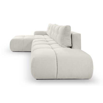Suite lounge angolare imbottita e pieghevole a forma di L con contenitore ALMADA sinistra beige