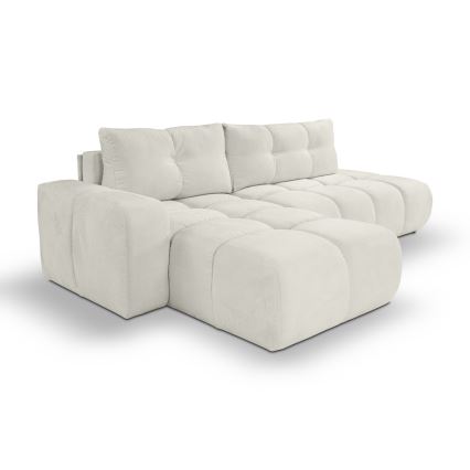 Suite lounge angolare imbottita e pieghevole a forma di L con contenitore ALMADA sinistra beige