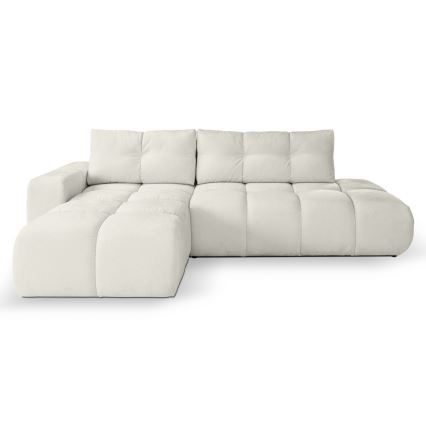 Suite lounge angolare imbottita e pieghevole a forma di L con contenitore ALMADA sinistra beige