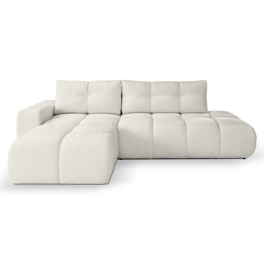 Suite lounge angolare imbottita e pieghevole a forma di L con contenitore ALMADA sinistra beige