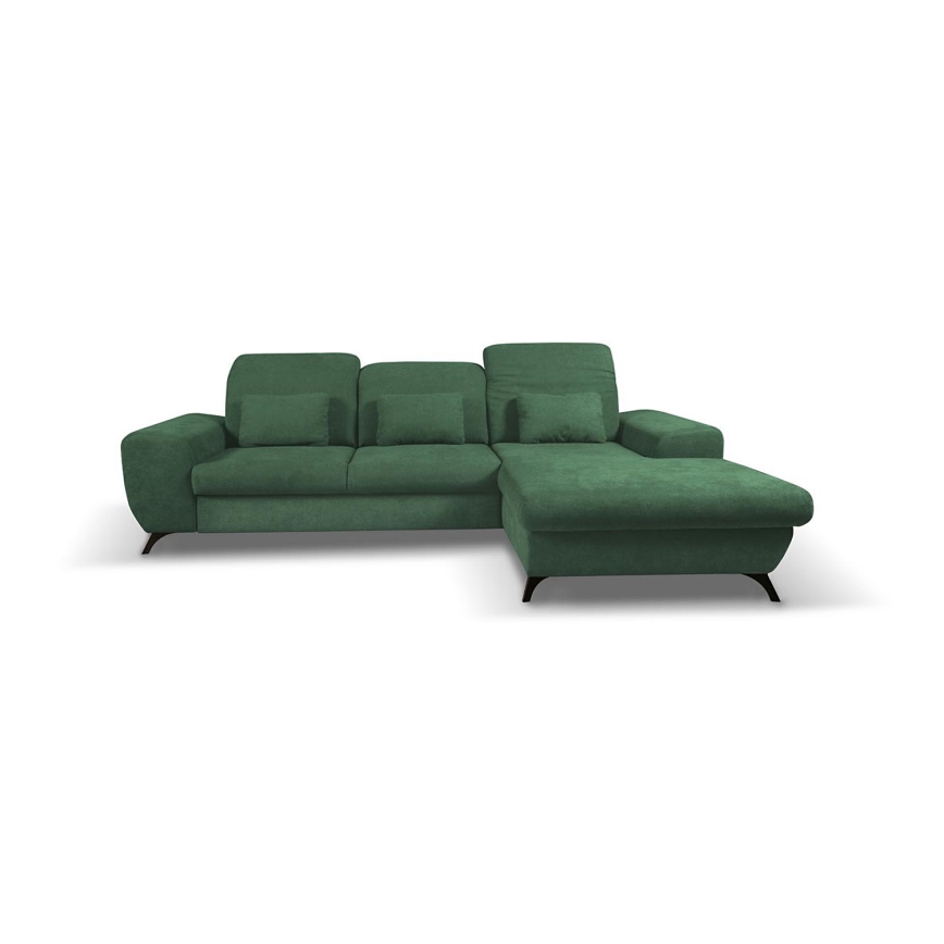 Suite lounge angolare imbottita e pieghevole a forma di L con contenitore ALTA destra verde