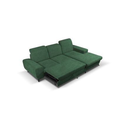 Suite lounge angolare imbottita e pieghevole a forma di L con contenitore ALTA destra verde