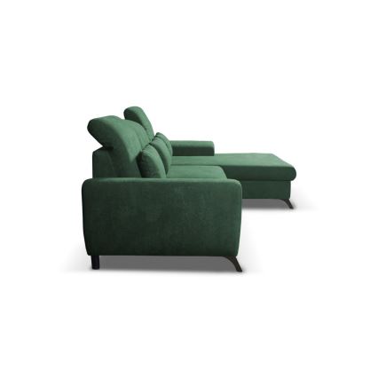 Suite lounge angolare imbottita e pieghevole a forma di L con contenitore ALTA destra verde