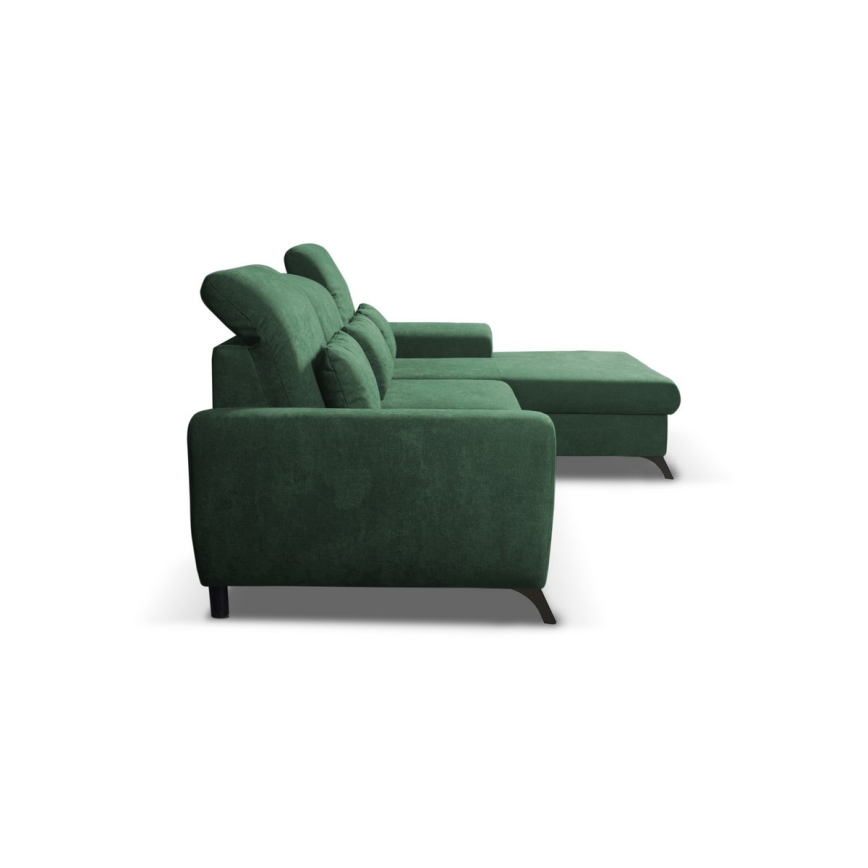 Suite lounge angolare imbottita e pieghevole a forma di L con contenitore ALTA destra verde