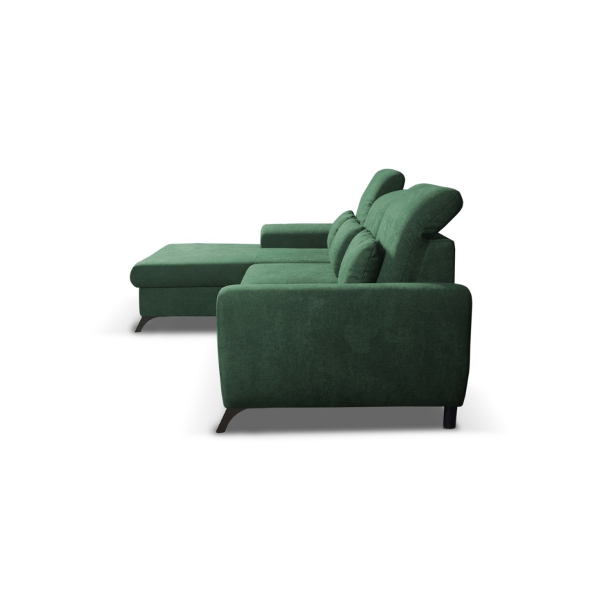 Suite lounge angolare imbottita e pieghevole a forma di L con contenitore ALTA sinistra verde