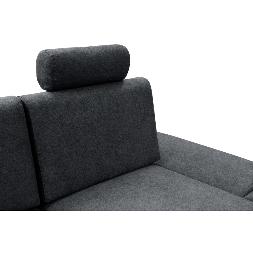 Suite lounge angolare imbottita e pieghevole a forma di L con contenitore AVESTA destra antracite