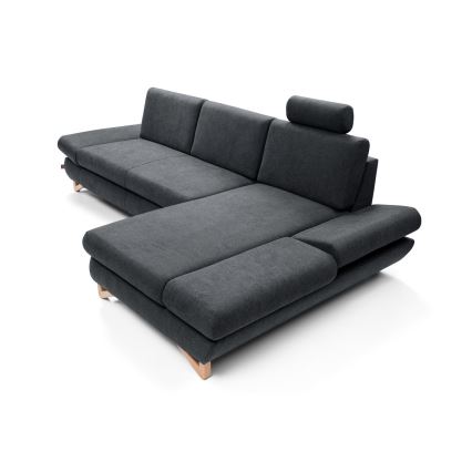 Suite lounge angolare imbottita e pieghevole a forma di L con contenitore AVESTA destra antracite