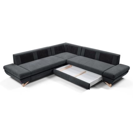 Suite lounge angolare imbottita e pieghevole a forma di L con contenitore AVESTA destra antracite