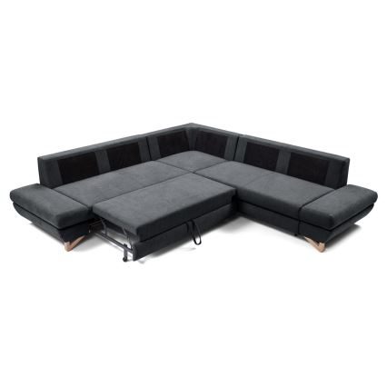 Suite lounge angolare imbottita e pieghevole a forma di L con contenitore AVESTA destra antracite
