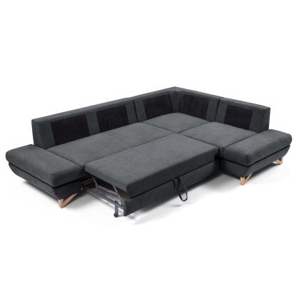 Suite lounge angolare imbottita e pieghevole a forma di L con contenitore AVESTA destra antracite