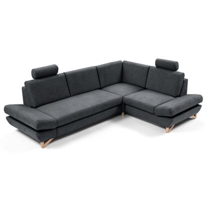 Suite lounge angolare imbottita e pieghevole a forma di L con contenitore AVESTA destra antracite