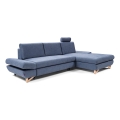 Suite lounge angolare imbottita e pieghevole a forma di L con contenitore AVESTA destra blu