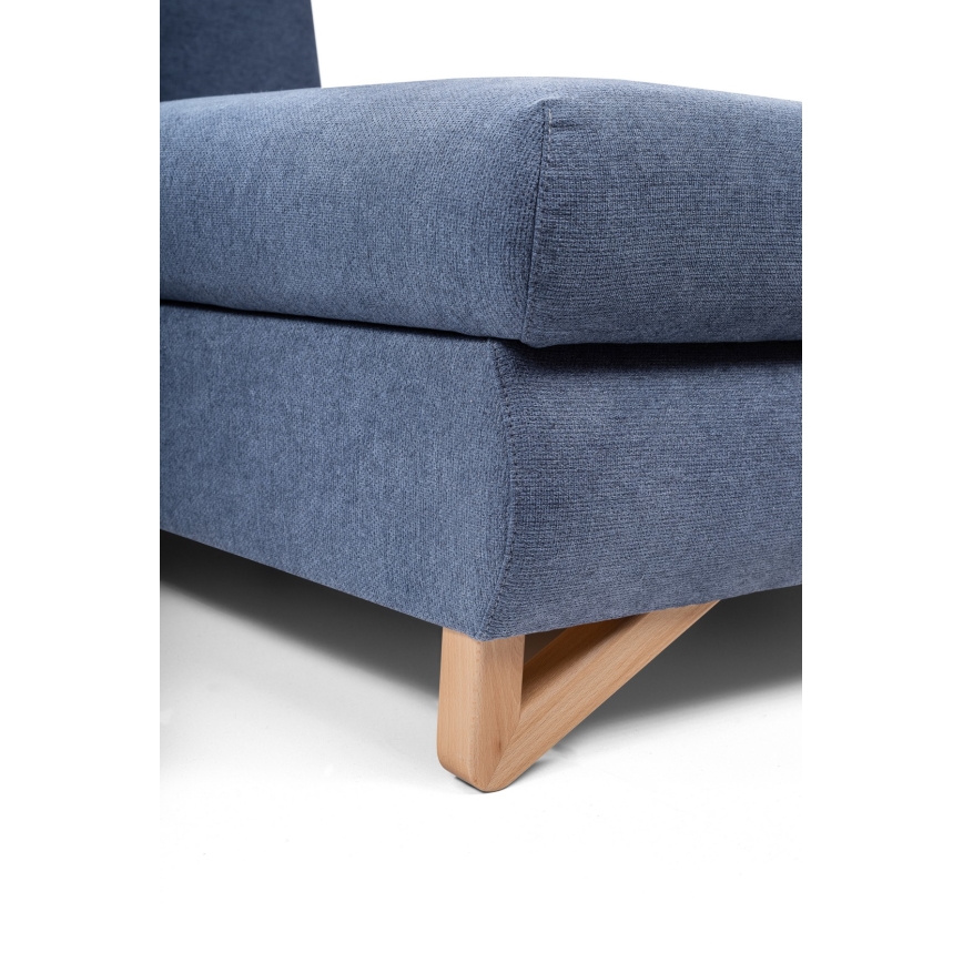Suite lounge angolare imbottita e pieghevole a forma di L con contenitore AVESTA destra blu
