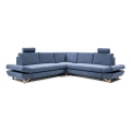 Suite lounge angolare imbottita e pieghevole a forma di L con contenitore AVESTA destra blu
